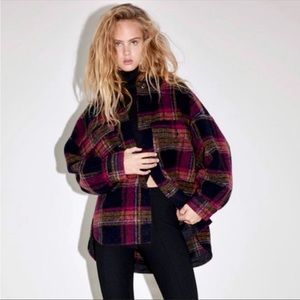 Zara Fuchsia and Black Plaid Oversized Shacket